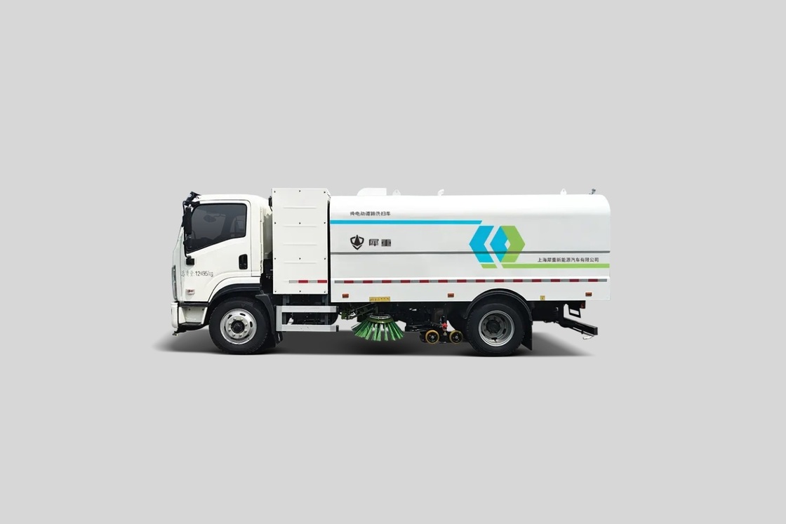 Temizlik araçları 12 ton elektrikli süpürge kamyon yol süpürge makinesi.